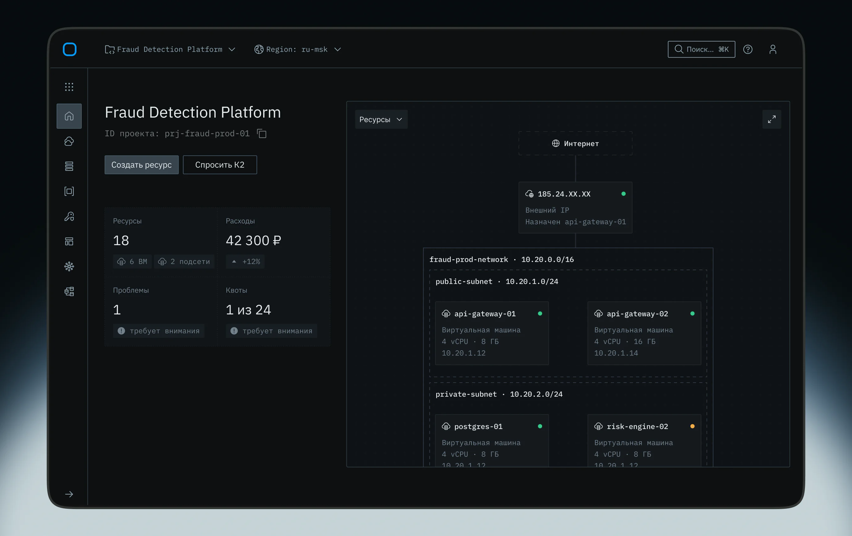 Концепция K2 Cloud: инфраструктура